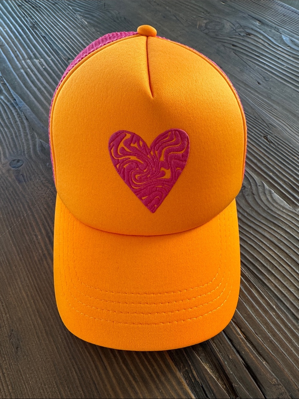 Orange and Pink Heart Trucker Hat